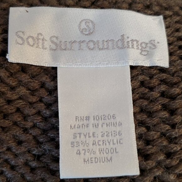 Soft Surroundings Women Cardigan Sweater M Brown Wool Blend Quiet Luxury Elegant - Picture 4 of 11